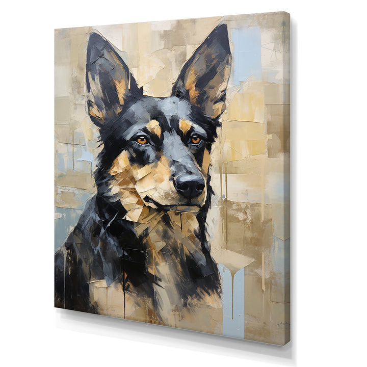 Funny German Shepherd Portrait - Dog Framed Canvas Art