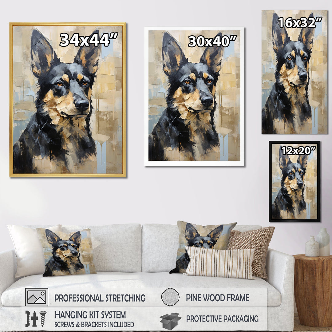 Funny German Shepherd Portrait - Dog Framed Canvas Art