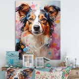 Playful Collie Portrait - White Dog Wall Art