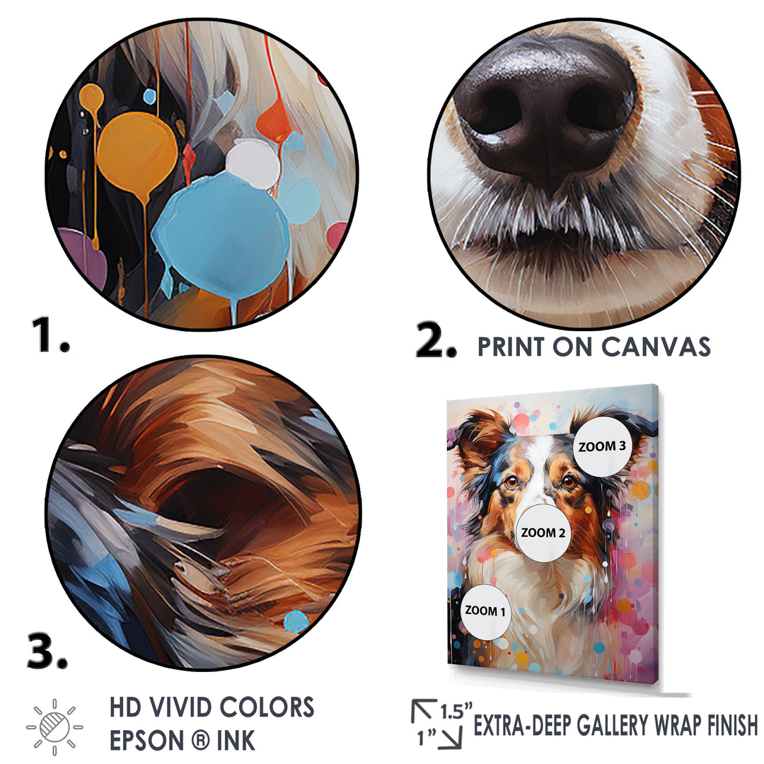 Playful Collie Portrait - White Dog Wall Art