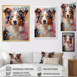Playful Collie Portrait - White Dog Wall Art