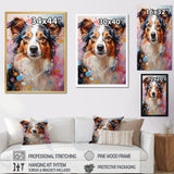 Playful Collie Portrait - White Dog Wall Art