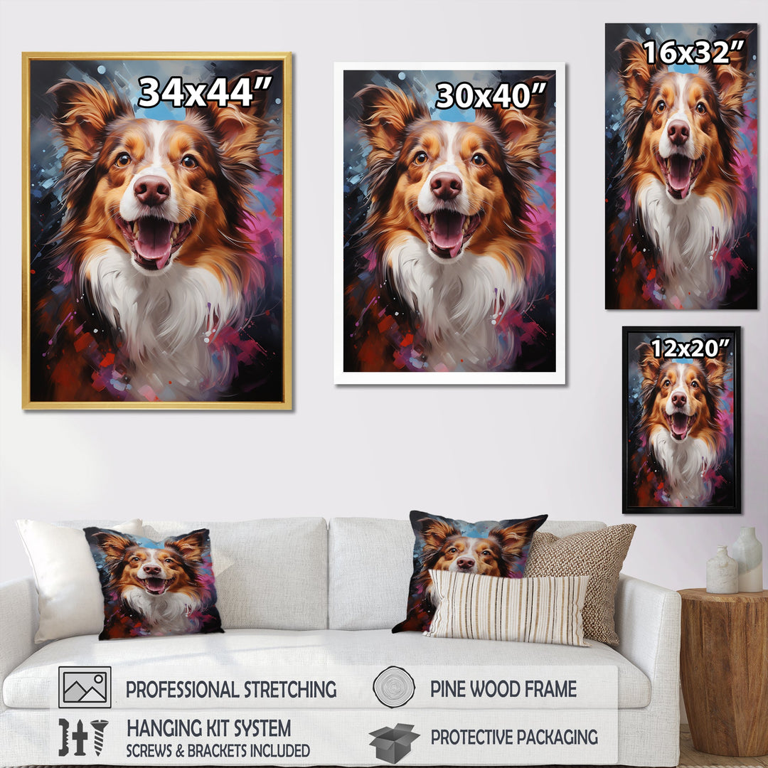 Papillon Prance - Dog Framed Canvas Art