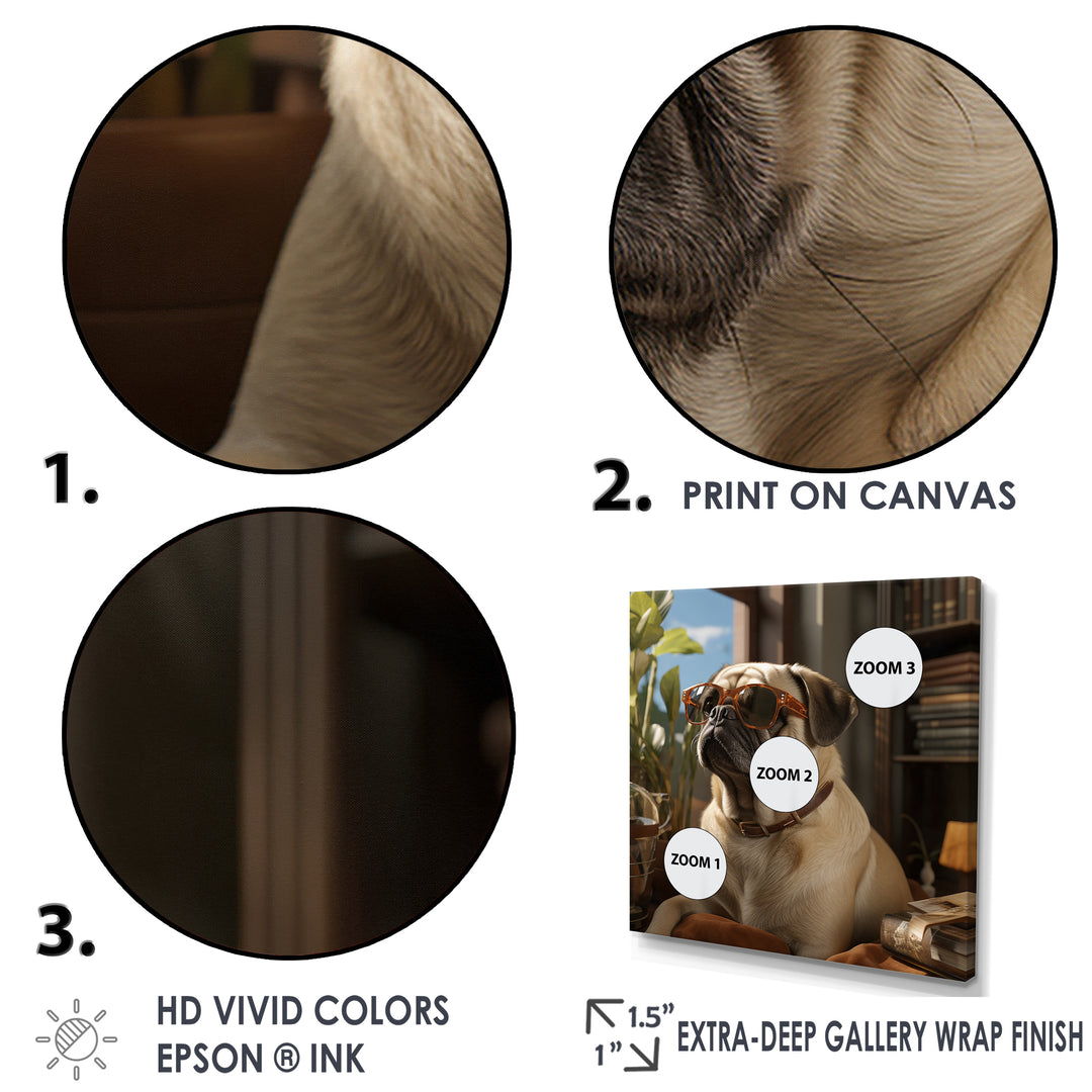 Pekingese Pondering Funny Pug - Dog Bedroom Wall Art