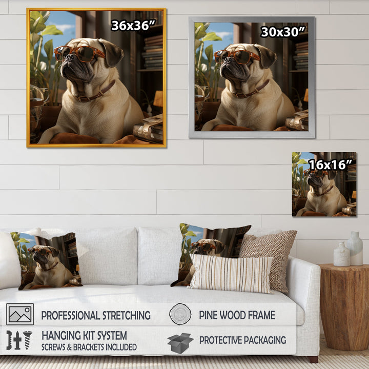 Pekingese Pondering Funny Pug - Dog Bedroom Wall Art