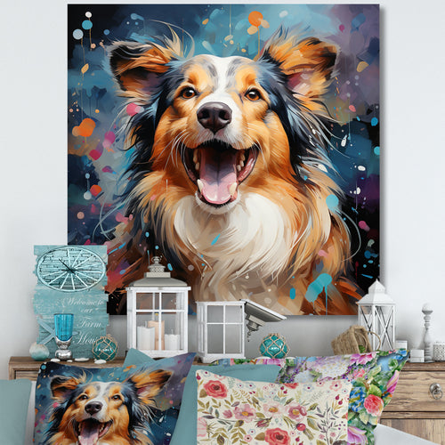 Popart Shetland Sheepdog Portrait - Dog Living Room Wall Art