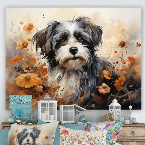 Floral Shih Tzu Serenity - Dog Framed Canvas Art
