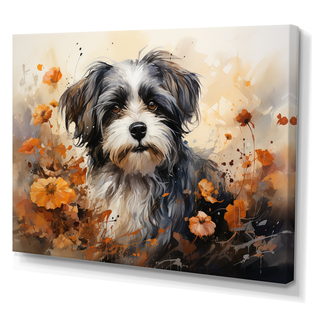 Floral Shih Tzu Serenity - Dog Framed Canvas Art