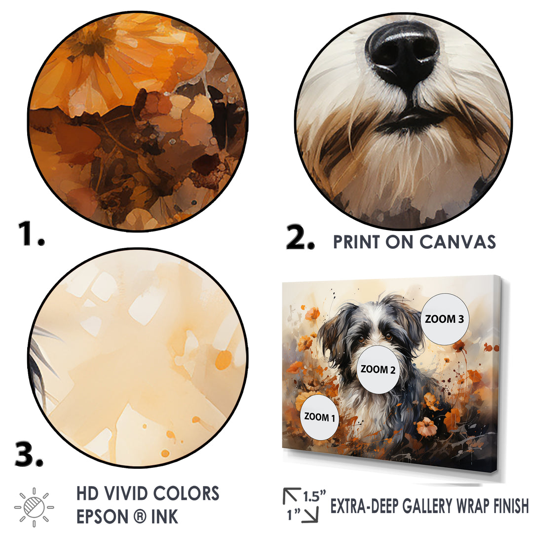 Floral Shih Tzu Serenity - Dog Framed Canvas Art