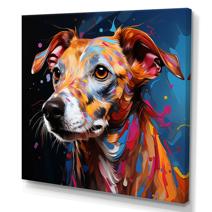 Playful Dog Whippet Popart - Dog Canvas Wall Art
