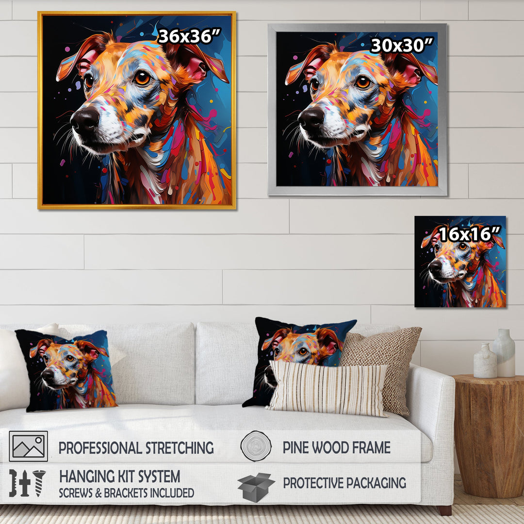 Playful Dog Whippet Popart - Dog Canvas Wall Art