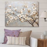 Beige White Dogwood Peacefulness - Floral Canvas Wall Art