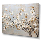 Beige White Dogwood Peacefulness - Floral Canvas Wall Art