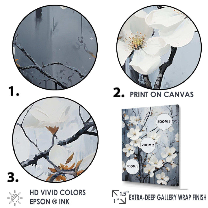 Ethereal Dogwood Blossom Dreams - Floral Canvas Wall Art