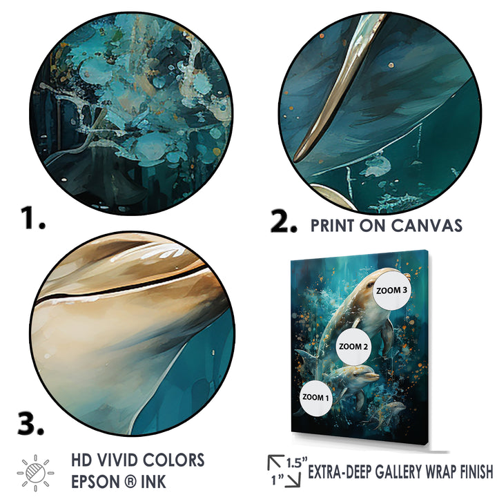 Dolphin Aquatic Harmony - Dolphin Wall Art Prints