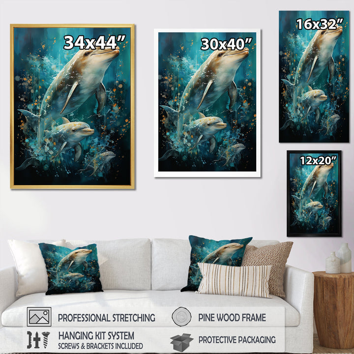 Dolphin Aquatic Harmony - Dolphin Wall Art Prints