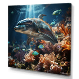 Dolphin Dreamscape - Dolphin Framed Canvas Art