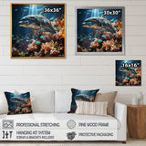 Dolphin Dreamscape - Dolphin Framed Canvas Art