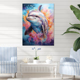 Dolphin Euphoria - Dolphin Large Canvas Wall Art