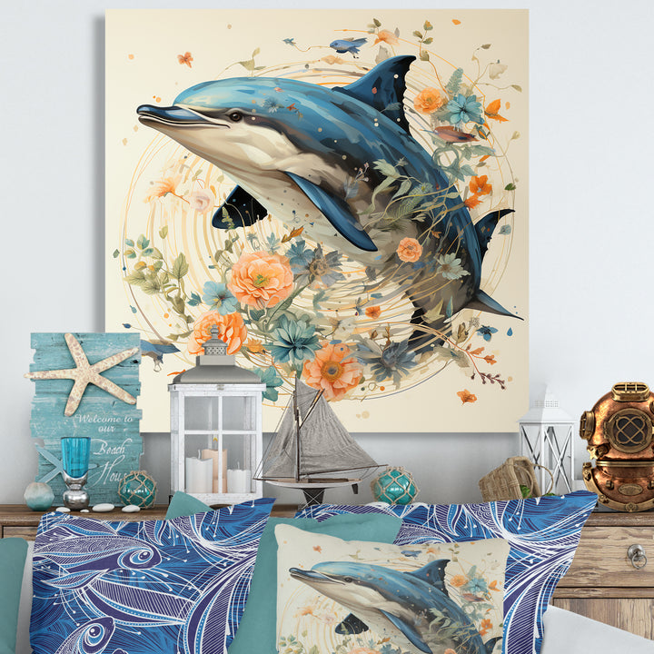 Dolphin Happiness - Dolphin Living Room Wall Art