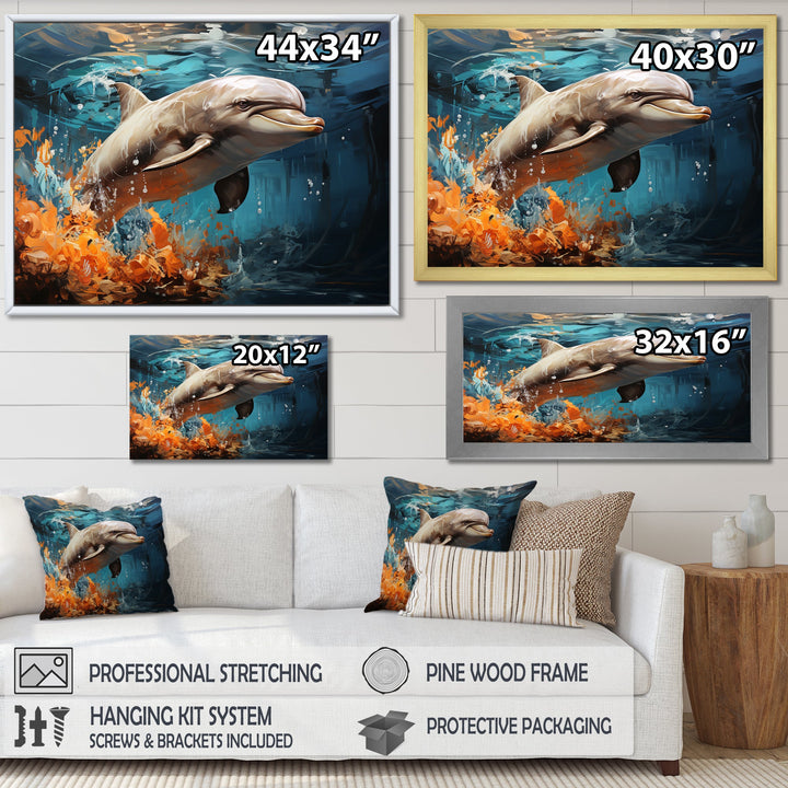 Dolphin Symphony - Dolphin Canvas Wall Art