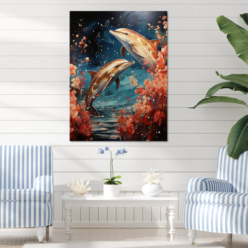 Dolphin Mystic Encounters - Dolphin Framed Canvas Art