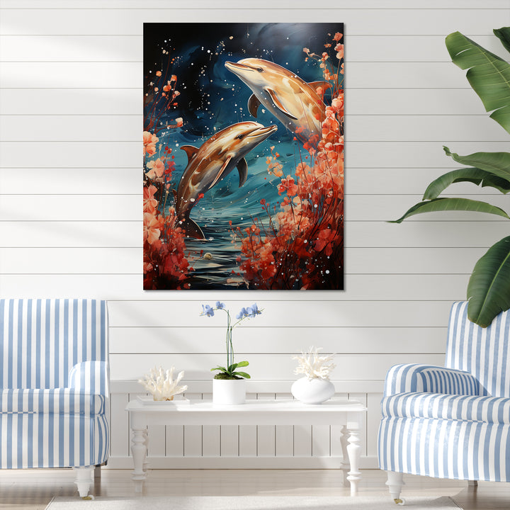 Dolphin Mystic Encounters - Dolphin Framed Canvas Art