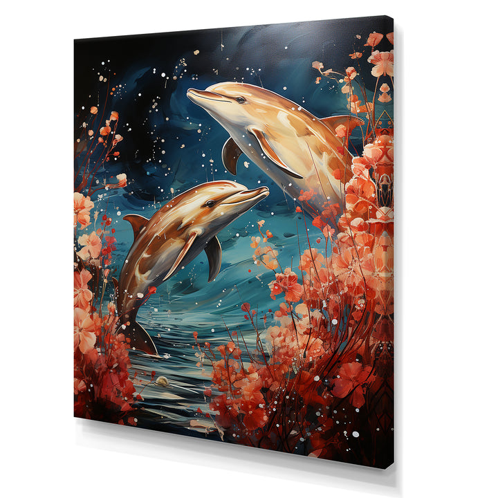 Dolphin Mystic Encounters - Dolphin Framed Canvas Art