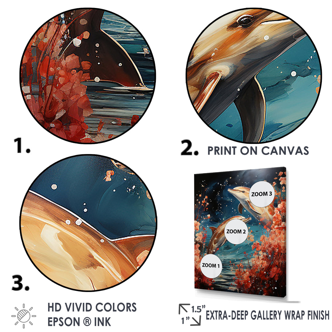 Dolphin Mystic Encounters - Dolphin Framed Canvas Art