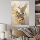 Minimalism Beige And Gold Dove - Dove Canvas Wall Art