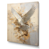 Minimalism Beige And Gold Dove - Dove Canvas Wall Art