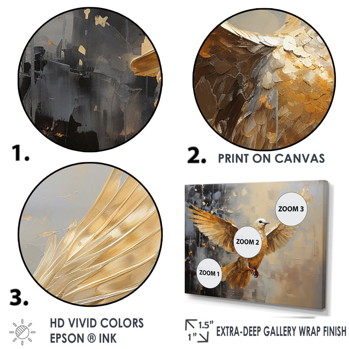 Golden Dove Grace - Dove Large Canvas Wall Art