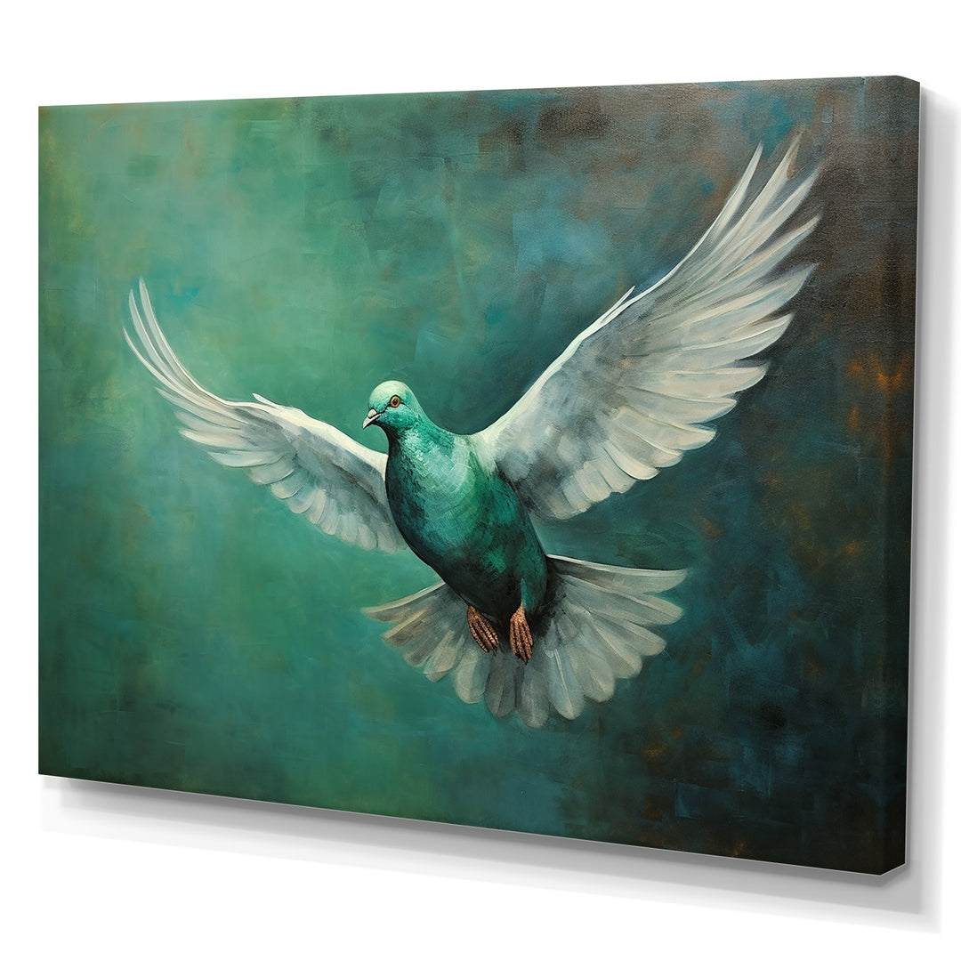 Teal Dove S Journey - Dove Canvas Wall Art
