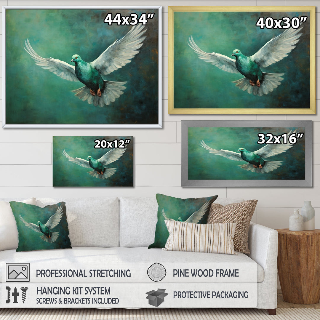 Teal Dove S Journey - Dove Canvas Wall Art