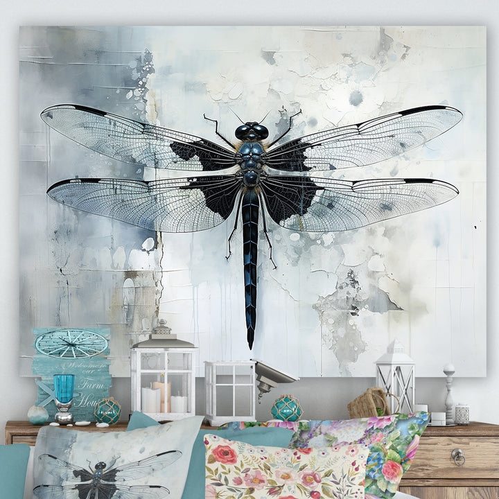 Dragonfly Elegance - Gray Dragonfly Wall Art