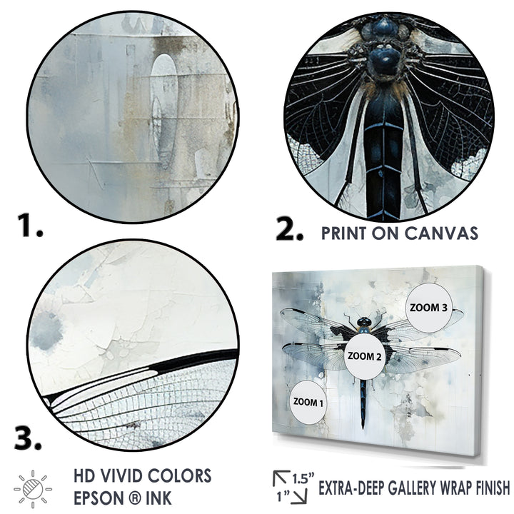 Dragonfly Elegance - Gray Dragonfly Wall Art