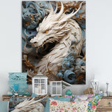 Epic Blue And Grey Dragon Odyssey - Dragons Large Canvas Wall Art