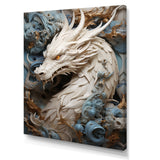 Epic Blue And Grey Dragon Odyssey - Dragons Large Canvas Wall Art