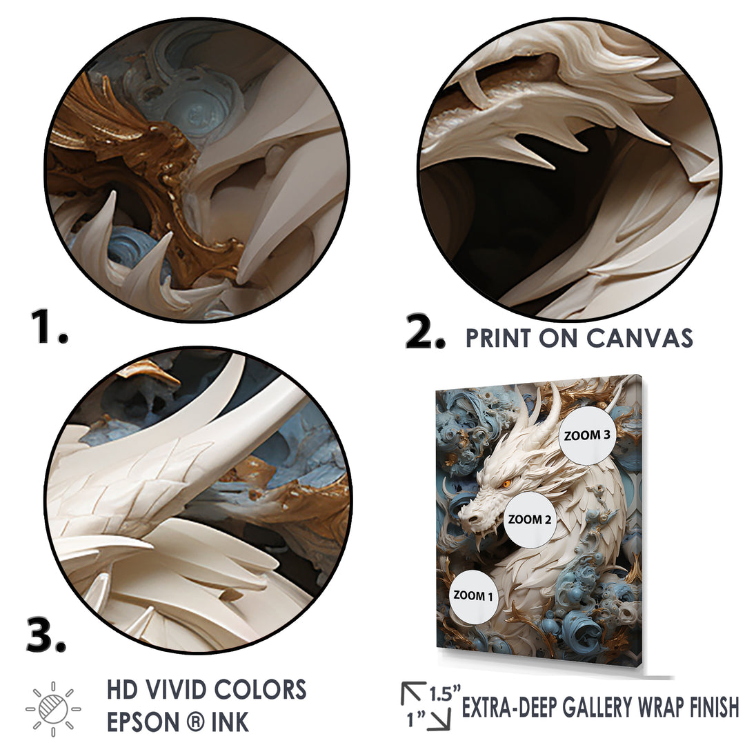 Epic Blue And Grey Dragon Odyssey - Dragons Large Canvas Wall Art