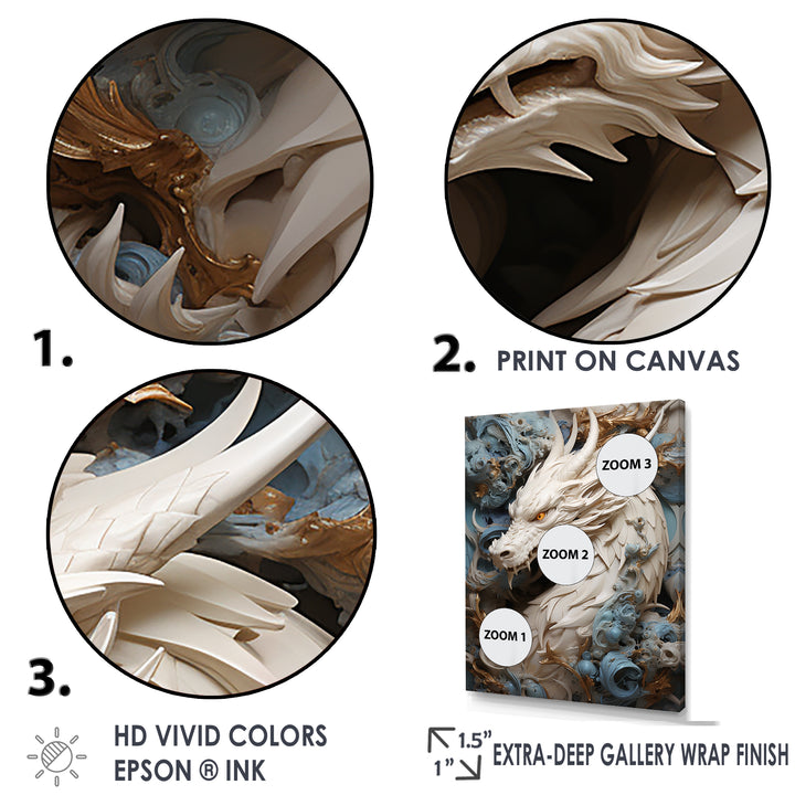 Epic Blue And Grey Dragon Odyssey - Dragons Large Canvas Wall Art