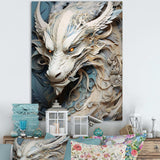 Epic Blue And Grey Dragon Odyssey I - Abstract Canvas Wall Art