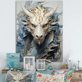 Epic Blue And Grey Dragon Odyssey III - Abstract Canvas Wall Art