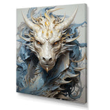 Epic Blue And Grey Dragon Odyssey III - Abstract Canvas Wall Art