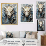 Epic Blue And Grey Dragon Odyssey III - Abstract Canvas Wall Art