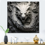Chinese Black And White Dragon - Dragons Living Room Wall Art