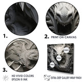 Chinese Black And White Dragon - Dragons Living Room Wall Art