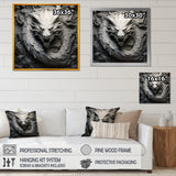 Chinese Black And White Dragon - Dragons Living Room Wall Art