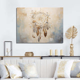 Beige And Grey Threads Of Dreams Dreamcatcher - Spiritual Canvas Wall Art