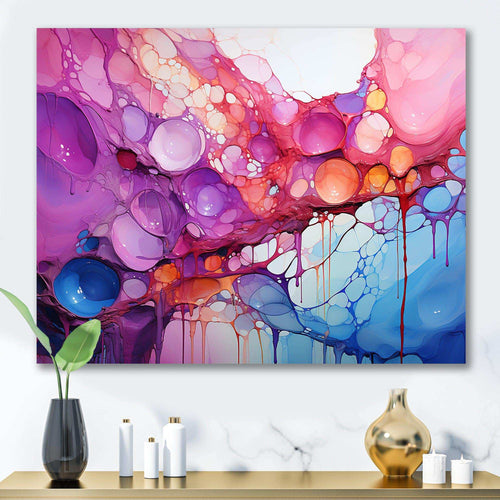 Symphony Purple And Blue Drip Painting - Abstract Canvas Wall Art