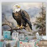 Bold Eagle Noble Perch - Animals Canvas Wall Art